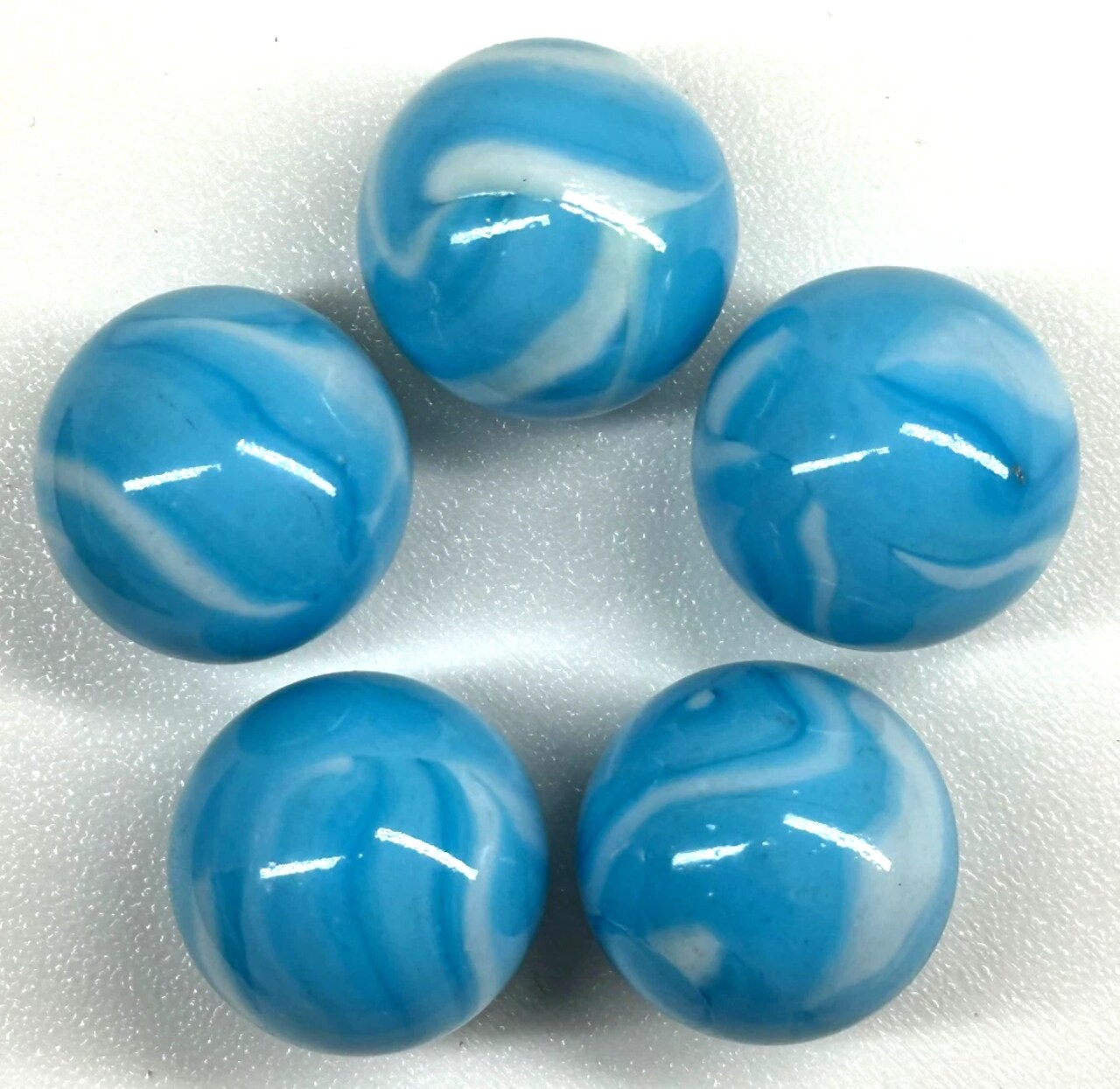 NEPTUNE Blue/White Glass Marbles 25mm (1 inch) SHOOTER Taw Lot